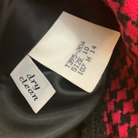 Pendleton Vintage Raspberry Red Black Houndstooth Wool Button Blazer Jacket 10 - Picture 8 of 17